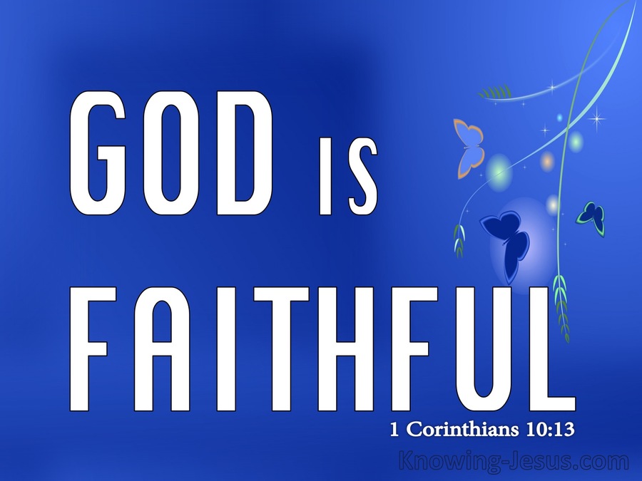 1 Corinthians 10:13 God Is Faithful (blue)